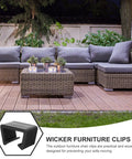 12 Pack Patio Furniture Clips For Outdoor Rattan Wicker Sofas And Sectionals, No Slip Couch Clips, Weatherproof Garden Fasteners