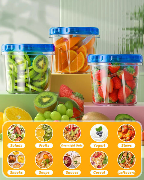 Six Pack 24 Oz Freezer Safe Food Storage Containers With Twist Top Lids BPA Free Leakproof And Reusable Microwave And Dishwasher Safe