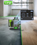4D Self Leveling Green Laser Level With Receiver For Construction And Framing 360 Degree Cross Lines 400 Ft Range on a floor projecting green lines.