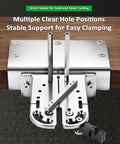 Stainless Steel Bench Vise For Jewelry Making And Metalworking Lets You Hold Tools Firmly While Filing Shaping And Cutting Gold Silver Alloy Projects With Ease showing adjustable clamping mechanism and clear hole positions for stability.
