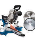Heavy Duty Workhorse Circular Saw Featuring Knockout 2000 Watt Power Output And Slick Smooth Cutting Action For Toughest Job Site Rip And Crosscut Tasks with two saw blades.