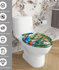 Resin Elongated Toilet Seat for Bathroom with colorful design, fitting standard toilets, easy to install, and ergonomic.