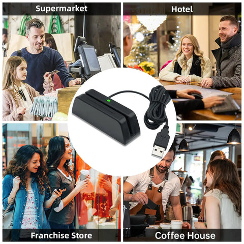 Magnetic Stripe Card Reader 3 Track Magstripe USB Keyboard Emulation Plug and Play for QuickBooks Online POS System in retail settings