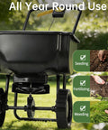 All Season 70-Pound Fertilizer Spreader With 15-Level Precision Control, Waterproof Hopper, And 8-Inch All-Terrain Wear-Resistant Tires