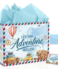 Awesome 13 Inch Travel Gift Bag Kit With Retirement Card Sky Blue Tissue Paper Vintage Envelope Set For Adventure Sendoff Party Gift Wrap Totally Dope Package Idea For Friends Moving Away Or College Graduation Events So You Love, travel bag set