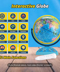Interactive Globe With Smart Pen For Kids 6 To 12, 300 Plus Geography Quiz Games, 12 functions displayed, with pen