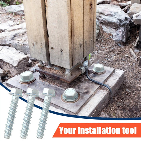 50 Pack Half Inch By Four Inch Concrete Screws Heavy Duty Galvanized Anchors For Masonry Brick Block Decking Framing Hex Drive