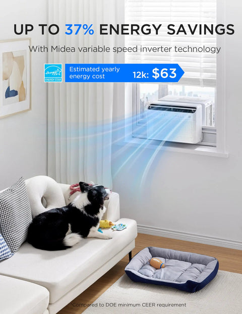 Ultra Quiet 12000 BTU U Shape Window Air Conditioner With Dead Quiet Smart Inverter Delivers No Sweat Cooling To Rooms Up To 550 Square Feet Slashes Electric Bills By 37 Percent Daily
