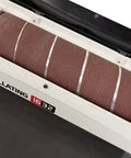 Ready To Wrap 16 Inch Sandpaper Heavy Duty For Drum Sander 120 Grit Aluminum Oxide Cloth Backed Open Coat mounted on sander