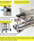 Heavy Duty Horizontal Pneumatic Paste Filling Machine Featuring Dual Nozzles And A Stainless Steel Heating Mixing Hopper Kicking Out Creamy Product Batches Consistently Between One Hundred And One Thousand Milliliters, showcasing pressure gauge assembly and air cylinder.