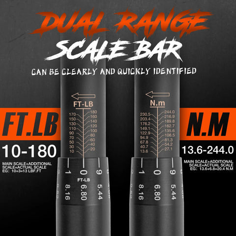 Six Piece Pro Grade Torque Wrench Set With Quarter, Three Eighths, And One Half Inch Drives, 72 Tooth Dual Direction Scale close-up view