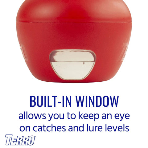 Indoor Fruit Fly Trap Kit With Built In Window Ready To Use showcasing the trap's window for monitoring lure levels