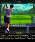 Golfer using Eye Mini Core Golf Launch Monitor And Simulator With Real Time Tracking And Near Zero Latency, Dimple Optix setup