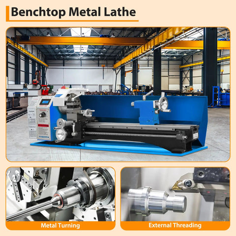 8X30 Inch Mini Metal Lathe With 750W Brushless Variable Speed Motor, Precision Bench Top Turning Machine for metal turning and threading.