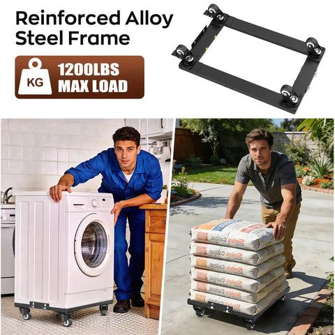Built Like A Tank Heavy Duty Furniture Dolly With Lift Table Baffles And Locking Brakes Reinforced Steel Moving Cart handling laundry and bags.