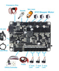 3 Axis Desktop CNC Router Kit 3018 With GRBL control board showing stepper motor connections, spindle, and laser setup.