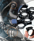 Dianrui 32-piece black stainless steel worm-gear hose clamps kit, 1/4–2 in (6–51 mm), automotive and marine use