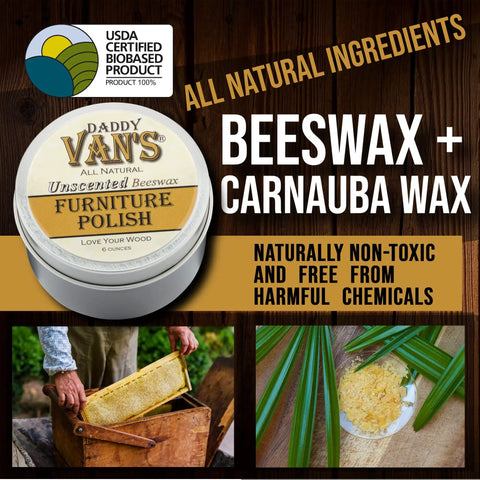 All Natural Beeswax Wood Polish And Conditioner For Furniture Cabinets Antiques And Butcher Blocks Unscented Food Safe Non Toxic Finish Tin