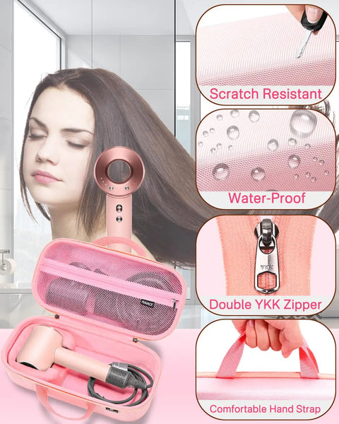 Hard Travel Case For Dyson Hair Dryer And Accessories Ultra Durable Shockproof Shell With Soft Anti Static Lining in use