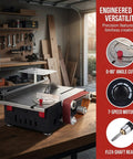 Rock Solid Mini Table Saw And Belt Sander Combo Featuring 200 Watt Copper Motor With Seven Speed Gears And Zero To Ninety Degree Tilt Base for precise garage use.