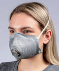 N99 Particulate Respirator Half Facepiece With Exhale Valve Dura Mesh Shell For Longer Lasting Fit Two Strap Comfort White Medium Large Pack Of Ten Ideal For Construction Dust Painting And Industrial Use on person