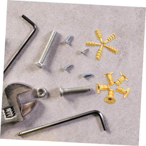 24 Pack Zinc Alloy Dowel Pins, Table Leaf Alignment Connectors, Heavy Duty Metal Bolt Sleeves For Cabinet Wardrobe Shelf Setup, No Sweat Quick Install Furniture Fasteners with tools.