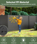Child painting on black PP vinyl privacy screen, Two Panels Outdoor Privacy Screen For No Fuss Setup 48 Inch By 48 Inch Fence For Air Conditioner And Trash Can Enclosure PP Vinyl Decorative Fences For Garden Patio Lawn Black