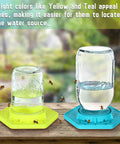 2 Pack Bee Watering Station For Garden Beekeeping, Mason Jar Compatible Bee Feeder in yellow and cyan with bees drinking