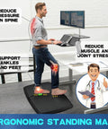 One Inch Thick Anti Fatigue Kitchen And Standing Desk Mat With Massage Ball And Massage Points Non Slip All Day Comfy Floor Mat For Feet Office And Home Black 17 By 28 By 1 Inches shown in office setting with standing desk