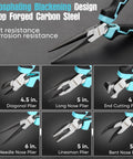 Mini Pliers Set Six Piece Everyday Hand Tool Kit With Needle Nose Long Nose Bent Nose Diagonal End Cutting And Linesman Pliers Plus Compact Portable Pouch For Crafts Electronics Jewelry Repair And DIY Projects, 6-piece carbon steel set