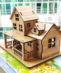 All Wood 3D Puzzle Kit For Adults And Teens, Dope Log Cabin Miniature House Build, DIY Wood Model With Laser Cut Pieces
