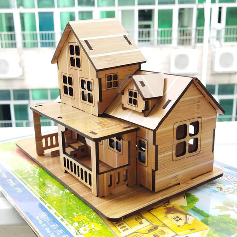 All Wood 3D Puzzle Kit For Adults And Teens, Dope Log Cabin Miniature House Build, DIY Wood Model With Laser Cut Pieces