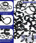 870 Pieces Alloy Steel External C Clip And E Clip Retaining Ring Kit with snap ring pliers and tweezers for automotive use
