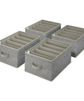 Clothes Closet Organizer 4 Pack Gray Stackable Jeans Pants Drawer Storage For T Shirts Sweaters And More, featuring flexible grid system.