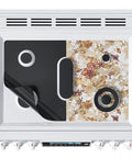 Custom Fit Gas Stove Top Cover Protector For Your Burner Area - Heat Resistant Up To 572 F - Nonstick Teflon Liner displayed on stove