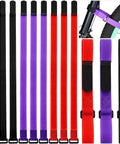 12 Pack Adjustable Bike Rack Straps 23.6 Inch Cinch Straps For Wheel Stabilization And Secure Bicycle Transport Accessories Multi Color Black Purple Red Durable Tie Downs For Hauling shown in different colors and used on a bike wheel.