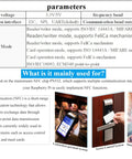 Specifications for NFC HAT For Raspberry Pi 5 4B 3B Plus 3B 2B A Plus Zero W WH Zero 2W Pico Pico 2W With PN532 Chip displayed.