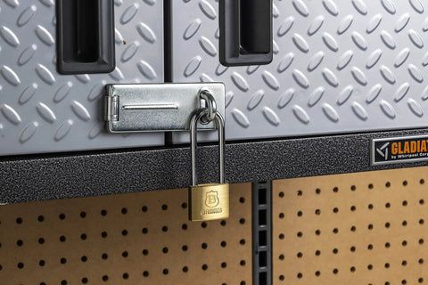 40mm Solid Brass Keyed Padlock Set, 2 Pack With 2.5 Inch Shackle Clearance on cabinet handle