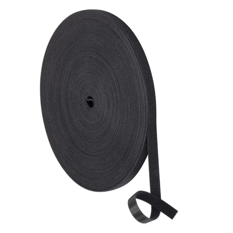 One Half Inch Reusable Hook And Loop Cable Ties Tape Double Sided Fastening Velcro Cable Management Roll Black 25 Yards High Tenacity Nylon No Fuss Setup Easy To Use For Neat Cable Bundles