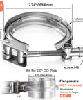 2 Inch Quick Release V Band Clamp 304 Stainless Steel for Turbo Exhaust Downpipe, fits 2 Inch V Band Flanges