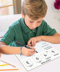 Child using Double Sided Place Value Board 9x12 Inches For Kids, Dry Erase Math Manipulative To Teach Place Values From Billions To Decimal Numbers
