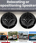 No Sweat Install Angled 6.5 Inch Speaker Pods Two Pack Slick Universal Mount Kit with circular flat speaker design.