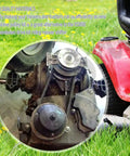 General Transmission RS800 All In One Pro Grade Driven Pulley Kit installed on Husqvarna lawn mower with grass
