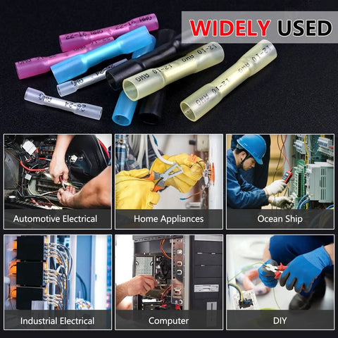 8 Gauge Heat Shrink Butt Connectors Set 20 Pcs Marine Grade Waterproof Yellow Tinned Copper Splice Terminals for various uses