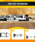 Heavy Duty 600 Lb Hand Truck Featuring Rock Solid Build and Ridiculously Easy Mode Flip for Stairs or Flat Surfaces, shown in two-step expansion.