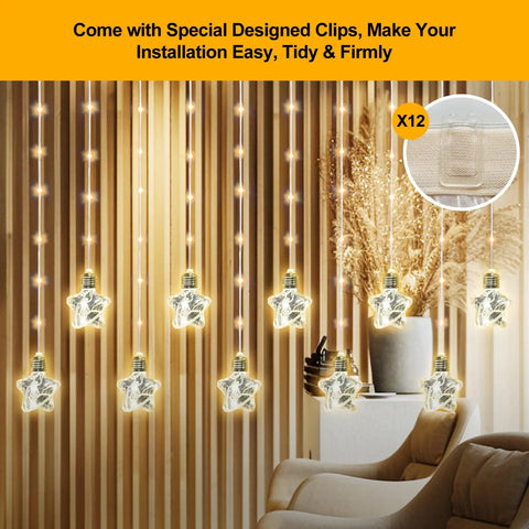 Star Curtain Lights With Wishing Ball LED Fairy String Lights USB Powered 8 Modes for cozy bedroom decor