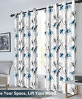 Cozy Floral Blackout Curtains With Grommets For Living Room And Bedroom, Light Blocking Window Panels, 84 Inch Long, Two Panel Set
