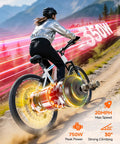 Rider on High Power 1000W Electric Mountain Bike for Adults with 26 Inch Frame on rugged trail