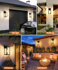Built Tough 2 Pack Waterproof Outdoor Wall Lanterns, Rust Resistant Black Sconces With Shatterproof Clear Glass, Front Porch And Garage Lighting That Actually Works Every Single Day, Bulbs Not Included in garage and entryway settings.