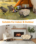 Indoor Outdoor Firewood Rack With Large Capacity Rustproof Steel Log Holder for fireplace and outdoor use, in camping and home setting